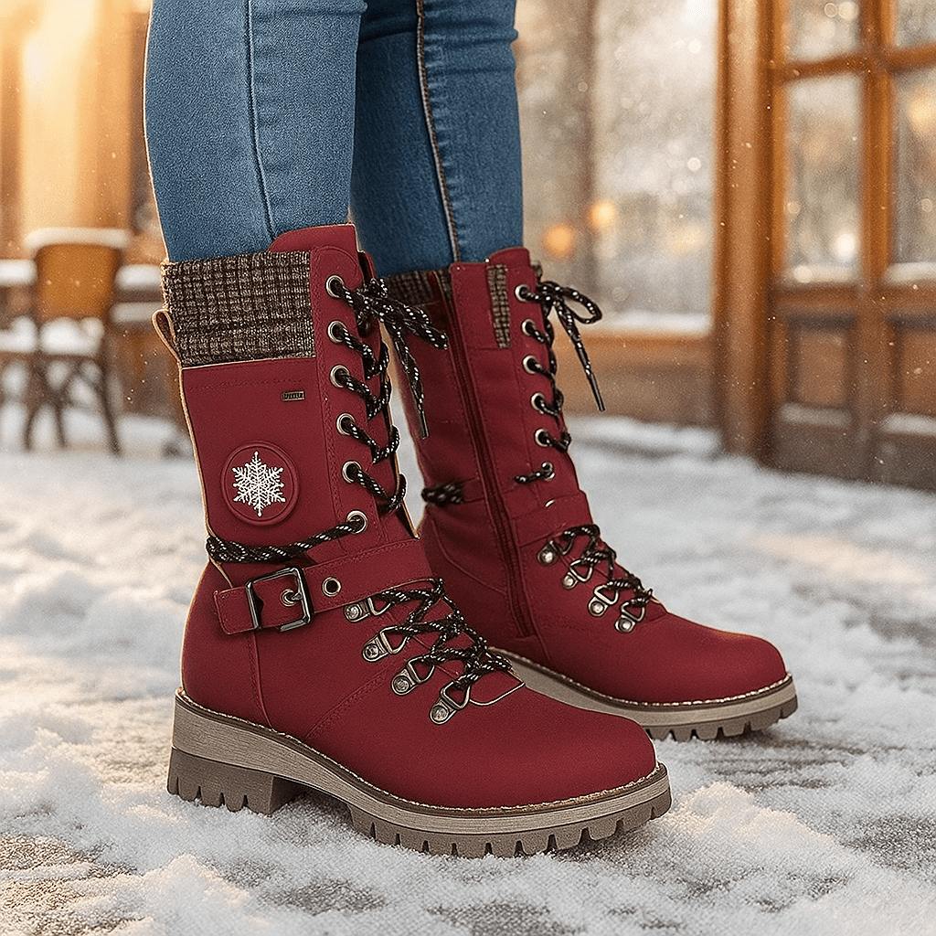 Zimowe botki na wysokim obcasie - dla kobiet - stylowe - ciepłe